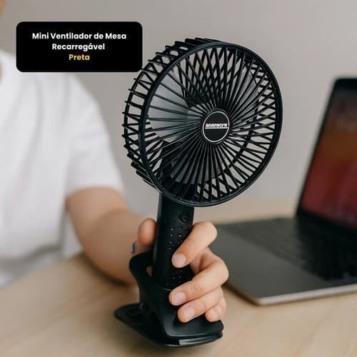 Mini Ventilador Portátil Recarregável Silencioso Compacto Mesa Casa Escritório
