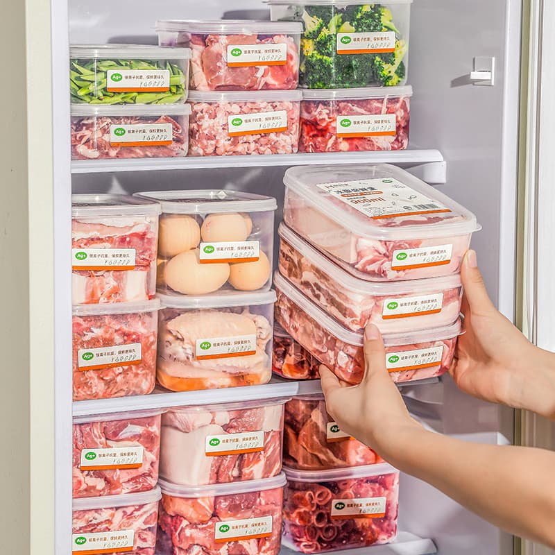 Novo estilo de armazenamento de geladeira caixa de armazenamento de alimentos domésticos caixa selada empilhamento cozin