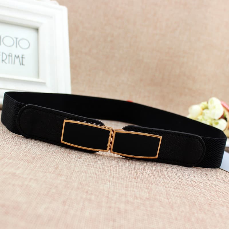 Cinto elástico feminino cinto fino feminino versão coreana All-Match saia decoração preto cintura estreita fivela quadra