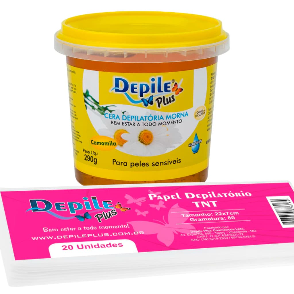 Kit Camomila Hidrossolúvel 290g + Papel Depilatório TNT 20un