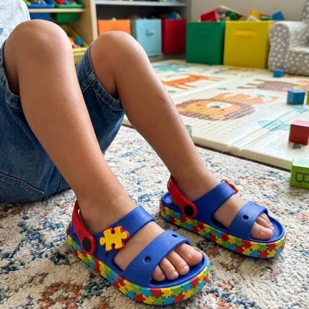 Sandalia Infantil  Unissex TEA Segurança Inclusão Diversão Sombolo de Autista Passeio