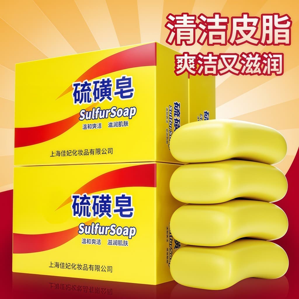 Sabonete de enxofre sabonete facial, Shampoo para banho, lavagem das mãos, sabonete de enxofre desengordurante, sabonete