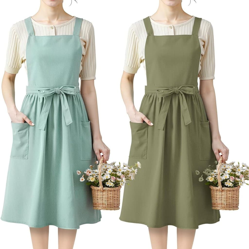 Avental Vestido Japones Linho Algodao Bolsos Cozinha Confeitaria Florista Rustico
