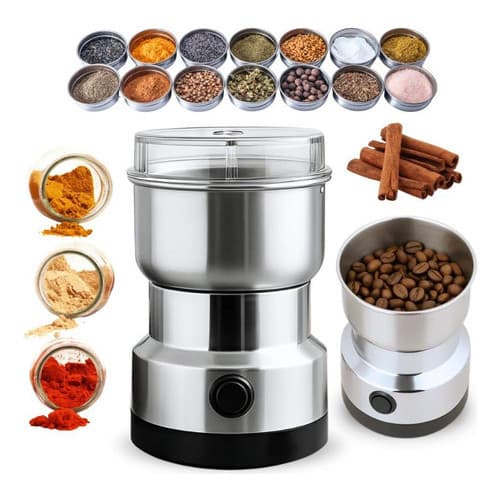 Moedor De Café Elétrico Multifuncional Inox Grãos Temperos 110v Prata