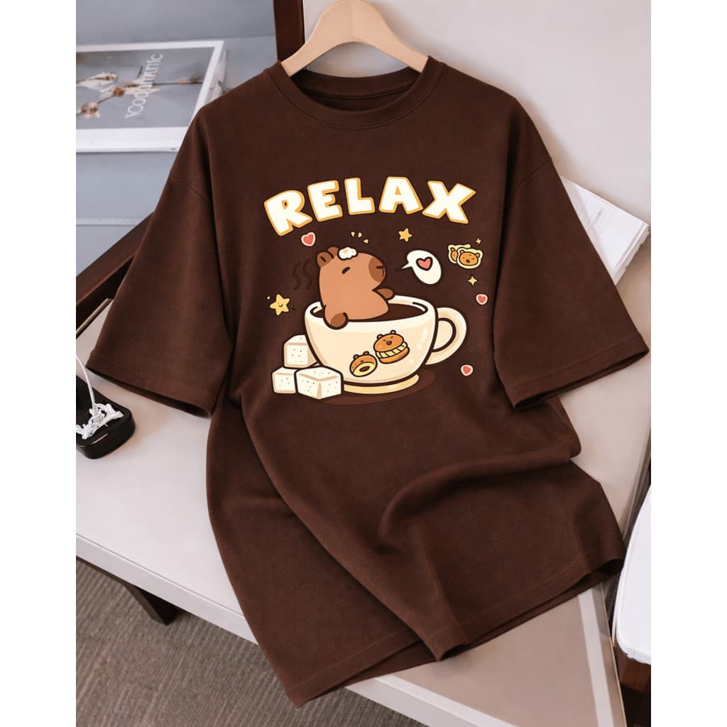 Camiseta T-shirt Capivara Relax Linda Blusa Feminina 100% Algodão Confortável Camisa