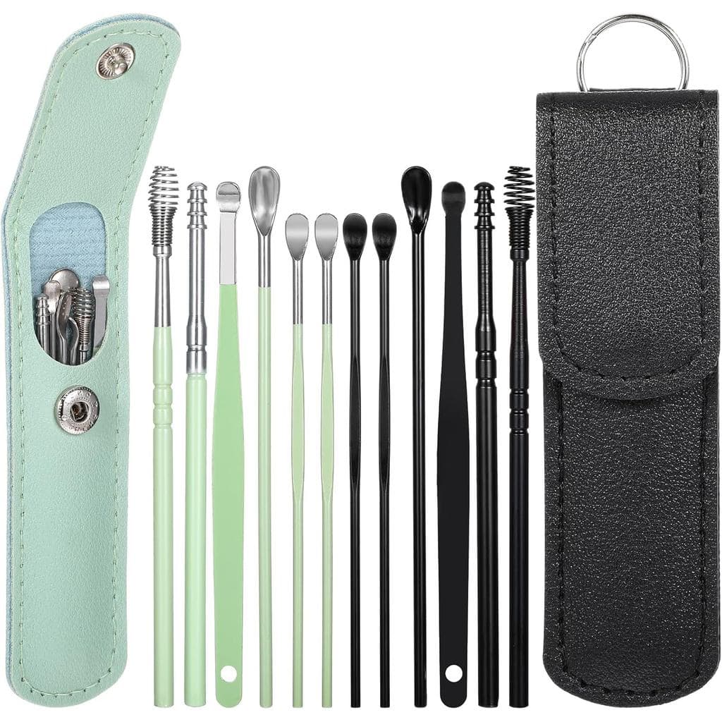 Prasacco Kit de Remoção de Cera de Ouvido, 12 Peças/2 Conjuntos, Conjunto de Ferramentas para Limpeza de Ouvido, Ferrame
