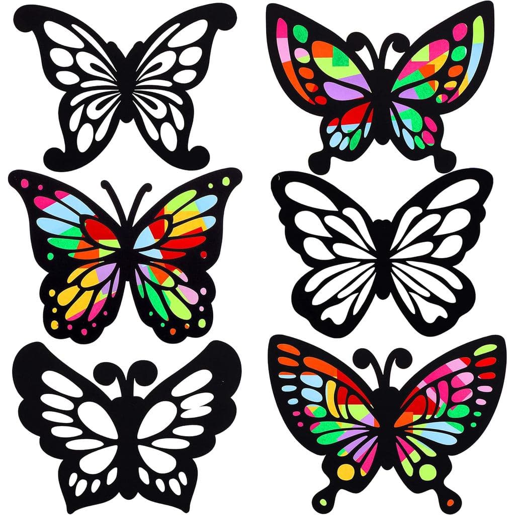 24 Conjuntos de Kits de Artesanato com Apanhadores de Sol em Forma de Borboleta, com 60 Peças de Papel Colorido, Artesan