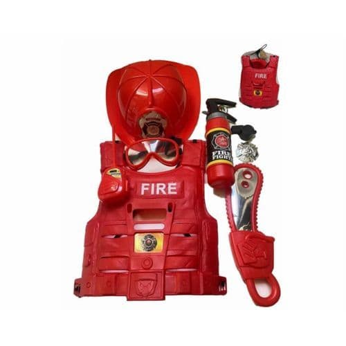 Kit Brinquedo Bombeiro Infantil Completo Capacete Colete Extintor Acessórios Criatividade Imaginação Diversão Segura