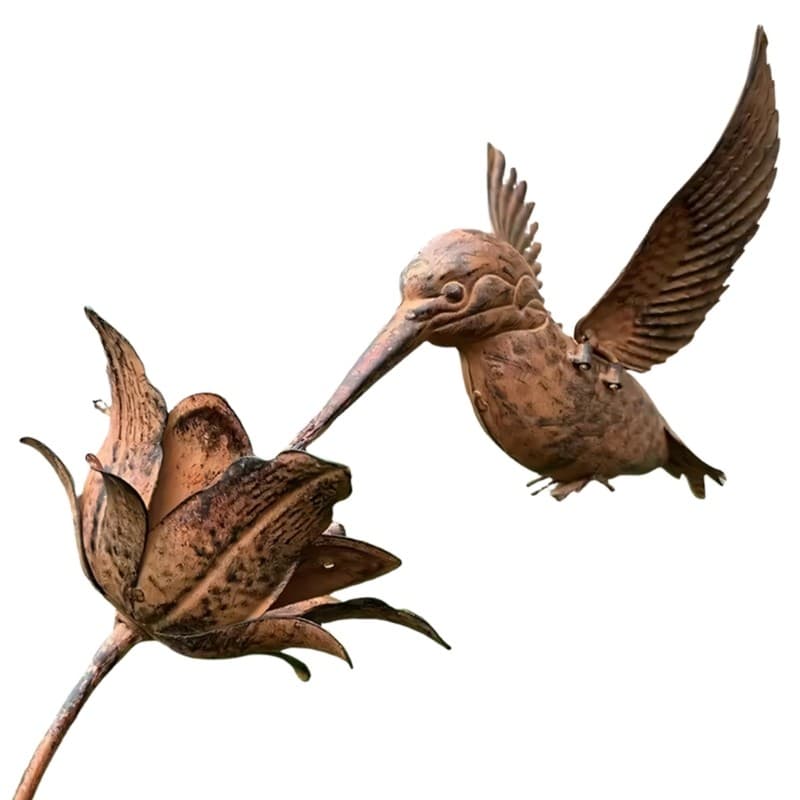 RUN Escultura De Beija-Flor De Metal Exclusiva Artística Figura De Pássaro De Ferro Forjado Ao Ar Livre