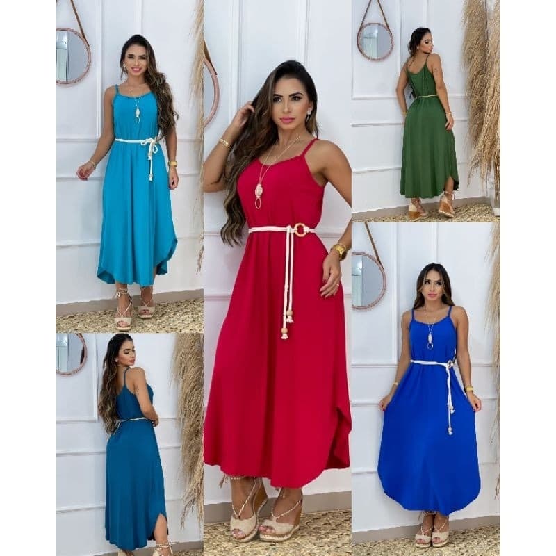 VESTIDO LONGO DE ALÇA SARUEL ROUPA FEMININA