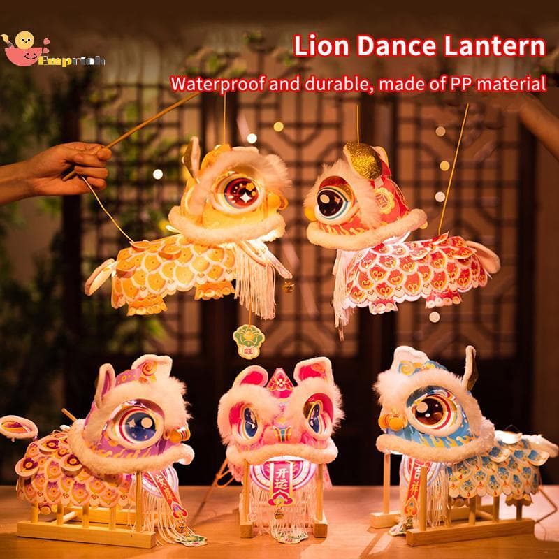 EMCH > 2026 Ano Novo Chinês Lanterna De Dança Do Leão À Prova D'água Antiga Artesanal DIY Material Paage Com sel Luminos