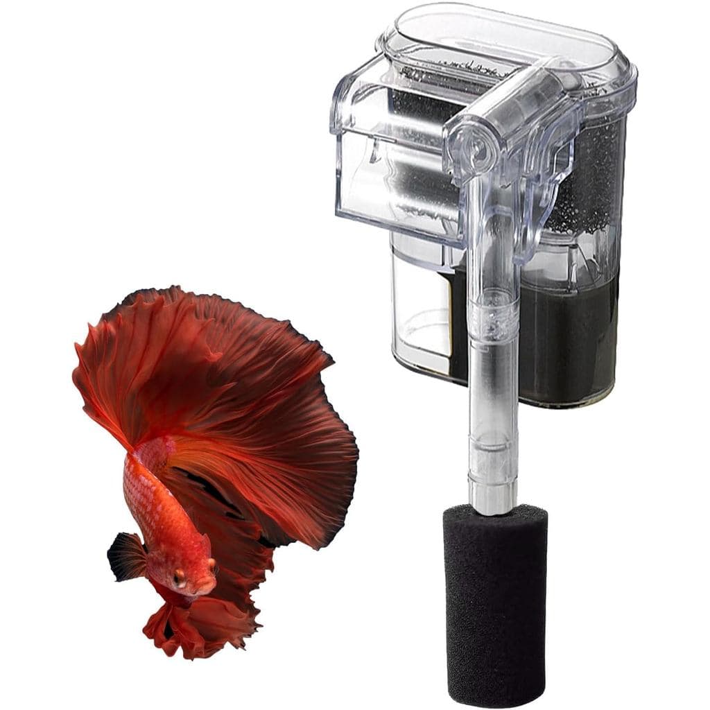 Quiet Hang on Aquarium Filter for Betta, Slim HOB Fish tank Filter for 3-10 Gal Planted Aquariums & Aquascaping with 1 P
