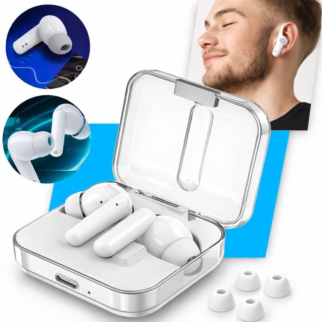 Fone De Ouvido Sem Fio S168 Bluetooth Microfone Integrado Case Transparente Estéreo Bass Pro Esportes Premium