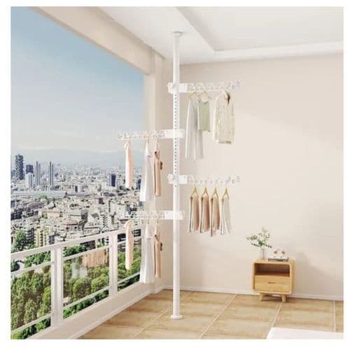Cabideiro Vertical Multiuso 4 Braços Branco Organizador Roupas Estável Prático