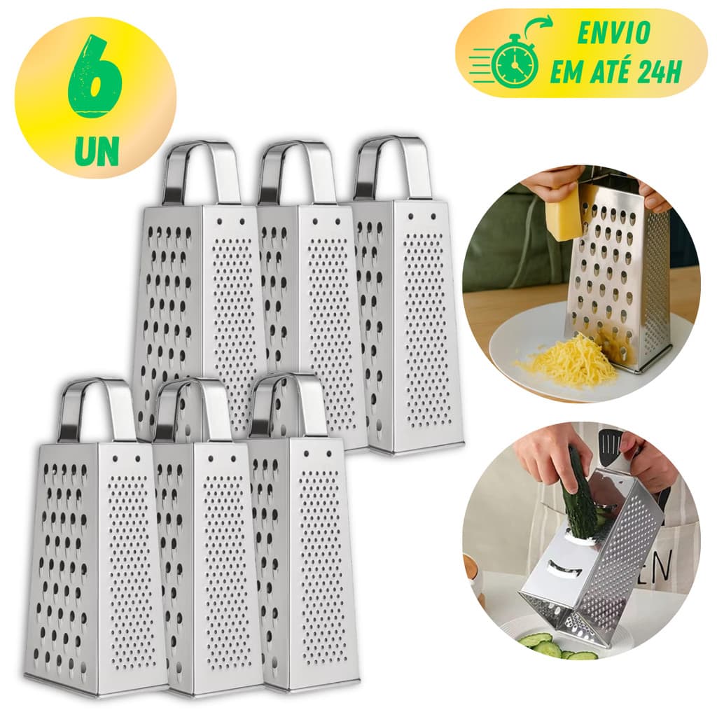 KIT RALADOR INOX 4 FACES MULTIUSO PARA RESTURANTES E COZINHA PROFISSIONAL LEGUMES QUEIJO CORTADOR AÇO