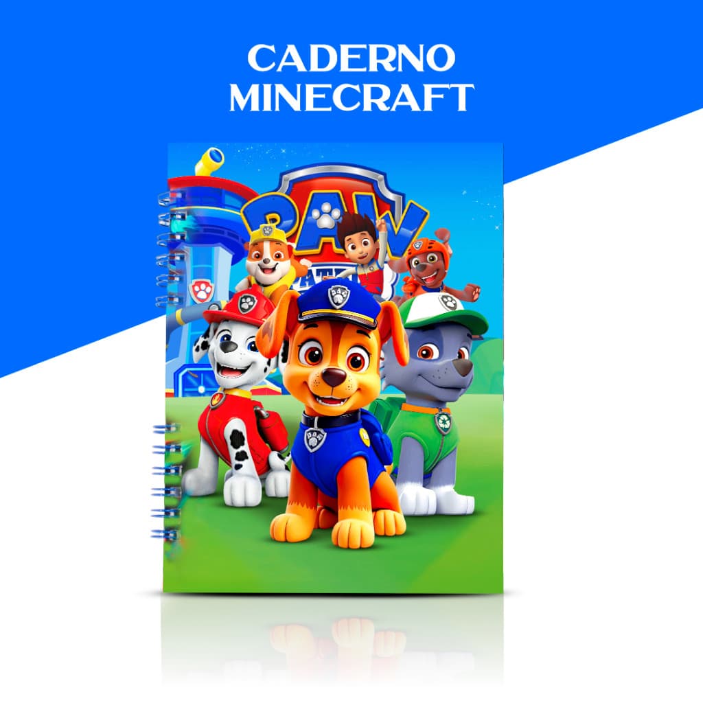 Caderno Escolar Patrulha Canina Masculino - 1 Matéria - 80 Folhas - Capa Holográfica