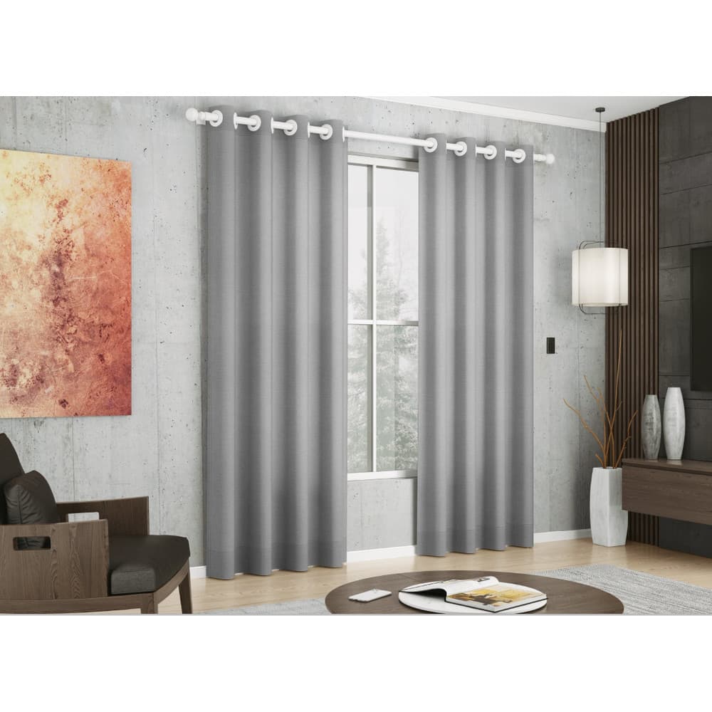 Cortina de Linho Soft Cinza 2,00 x 1,80 Decoracao Sala e Quarto Tecido Leve e Elegante