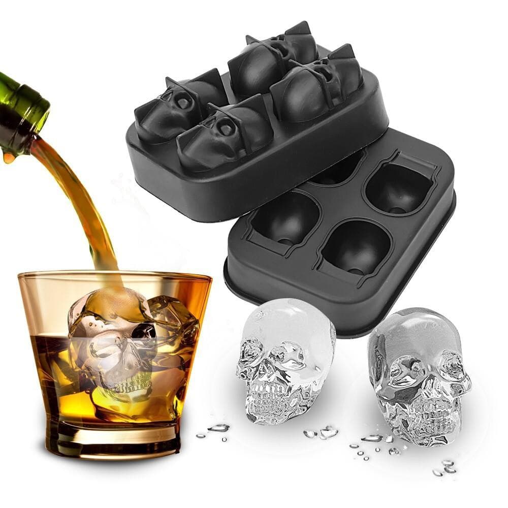 FORMA DE GELO CAVEIRA BANDEJA ESFERA MOLDE CRANIO SILICONE NEGRONI WHISKY VODKA MOLDE 3D BEBIDAS MULTIUSO