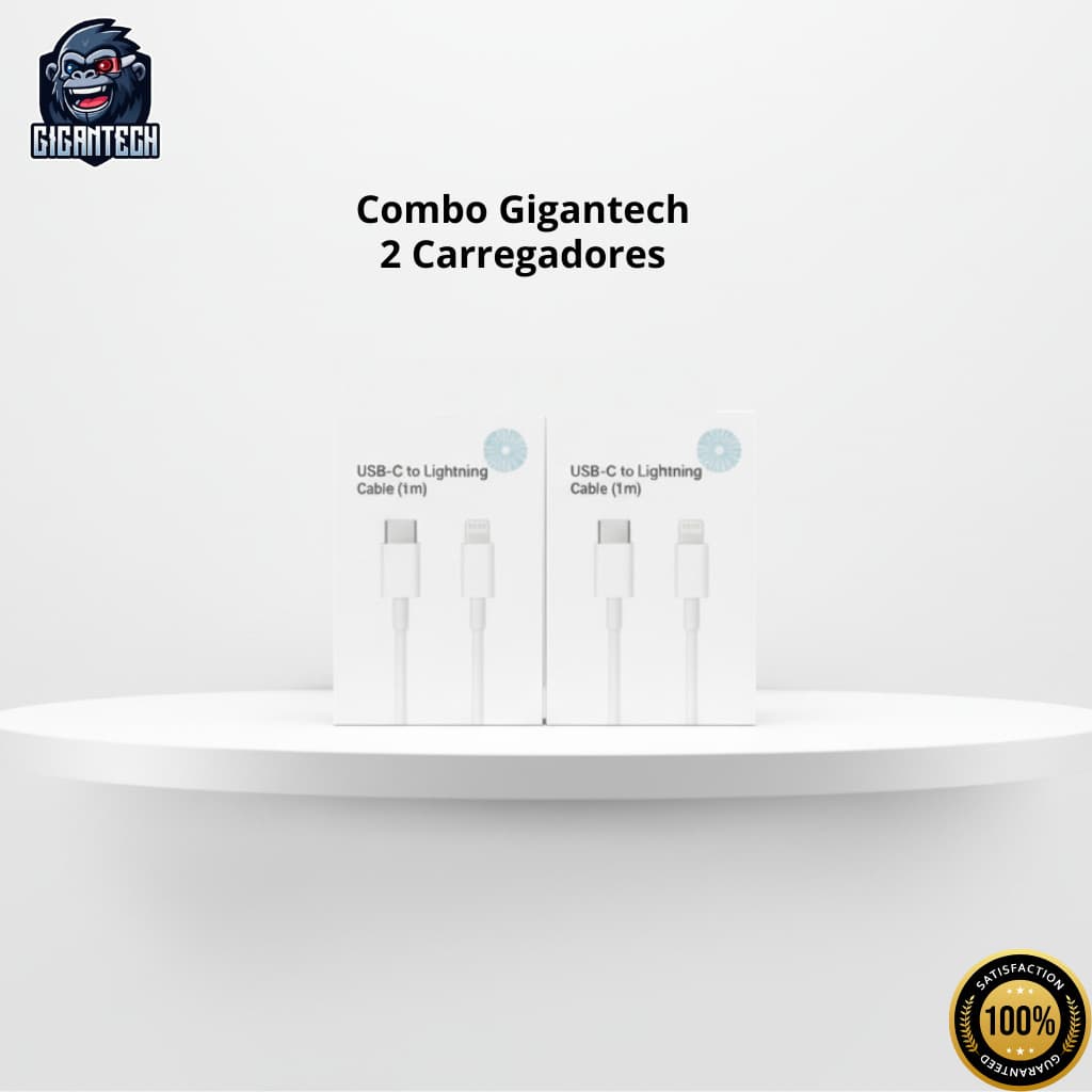 Kit Fonte Cabo Carregador iPhone 20W PD Cabo Lightning 1m (USB-C-Lightning) Carga Rápida iPhone 5–14