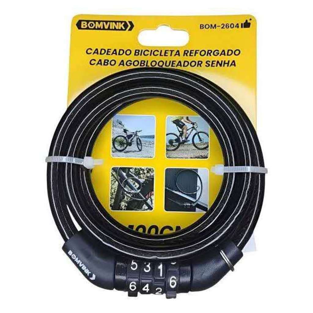 Cadeado Bicicleta Moto Reforçado Bloqueio Com Senha Cabo Aço - Aquarius Shop