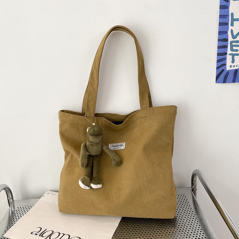 Nova bolsa de lona grossa grande capacidade lavável bolsa diária combinando bolsa de ombro estilo ins bolsa simples