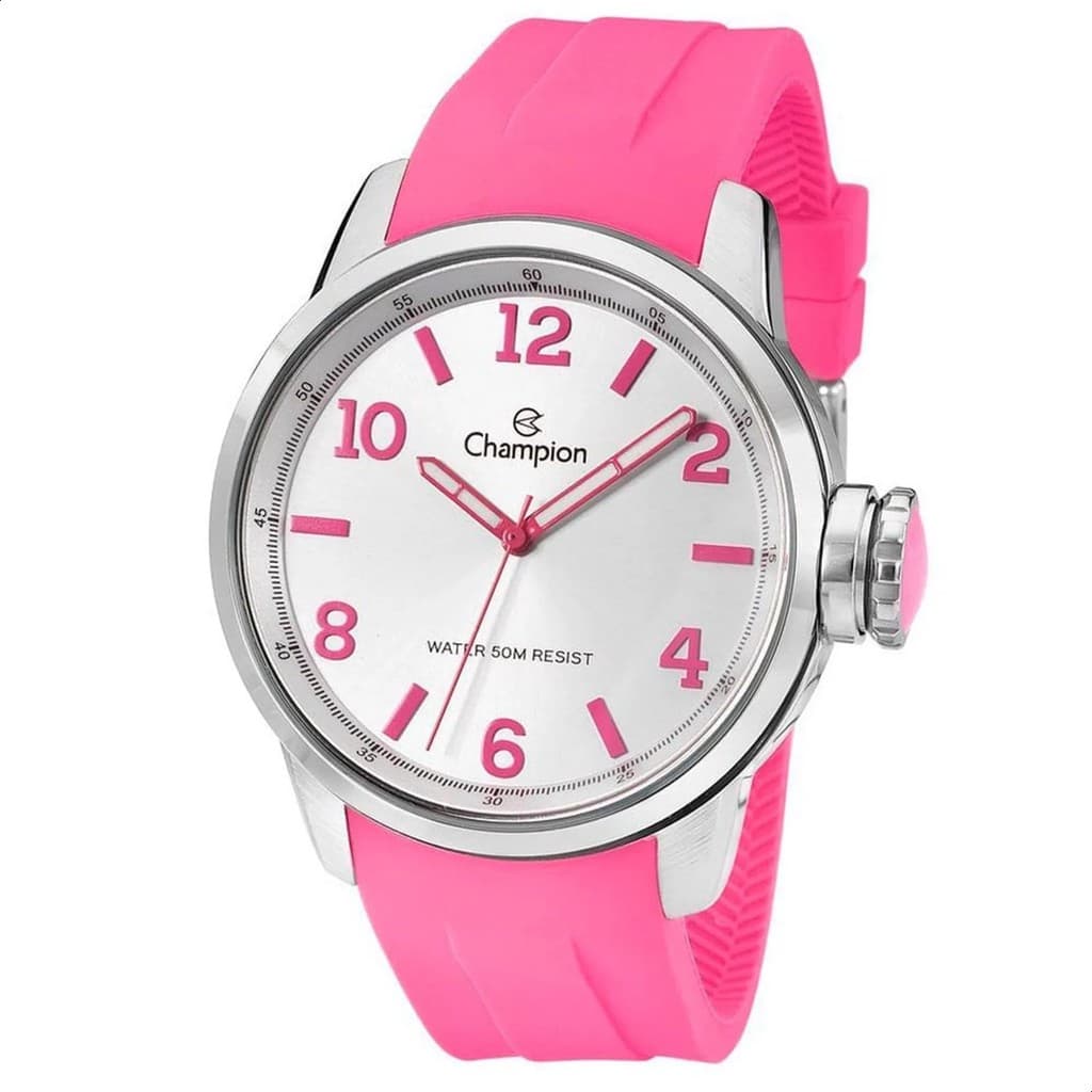 Relógio Feminino Champion Esportivo Silicone Rosa CN29758H Relógio Analógico Feminino