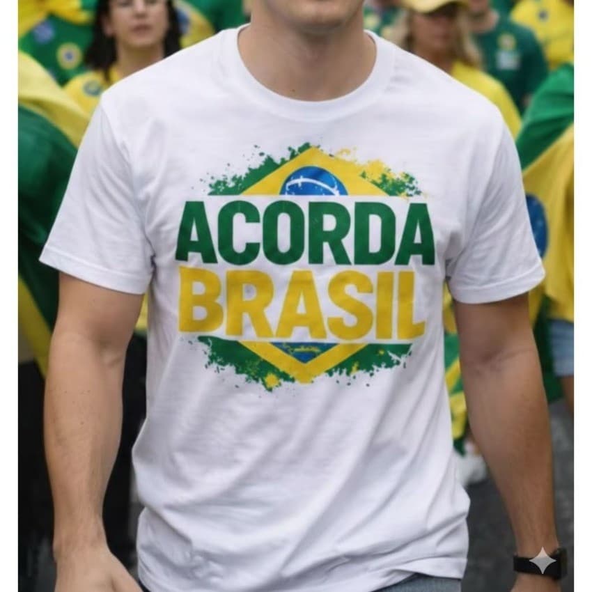 Camiseta Acorda Brasil Manifestações Camisa 100% Algodão Protestos Nacionalismo Bolsona