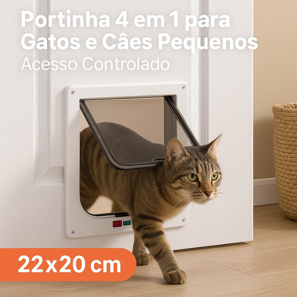 Porta Pet Ajustável 4 em 1 para Gatos e Cães Pequenos Passagem Segura com Trava Instalação Simples