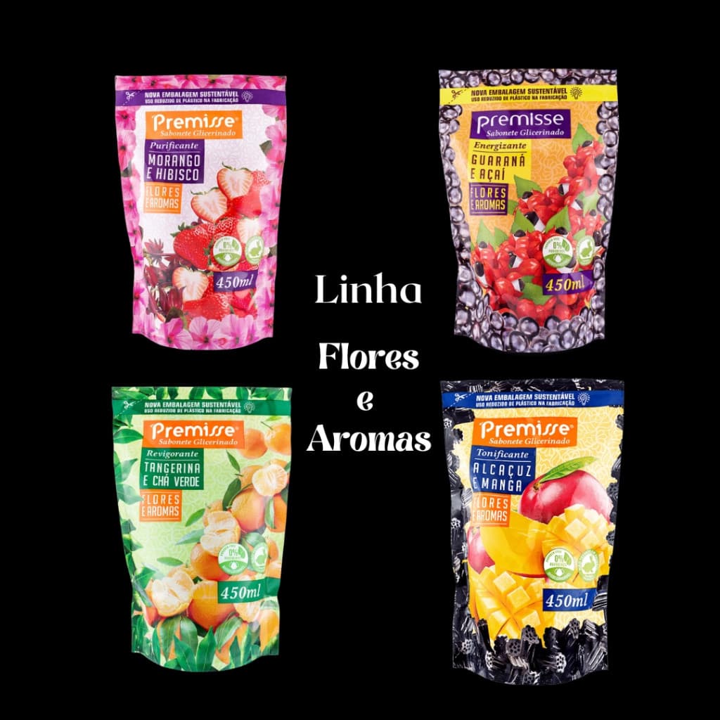 Sabonete Flores e Aromas 450ml Refil Premisse Higiene das Mãos e Rosto Glicerinado Imperdível SB