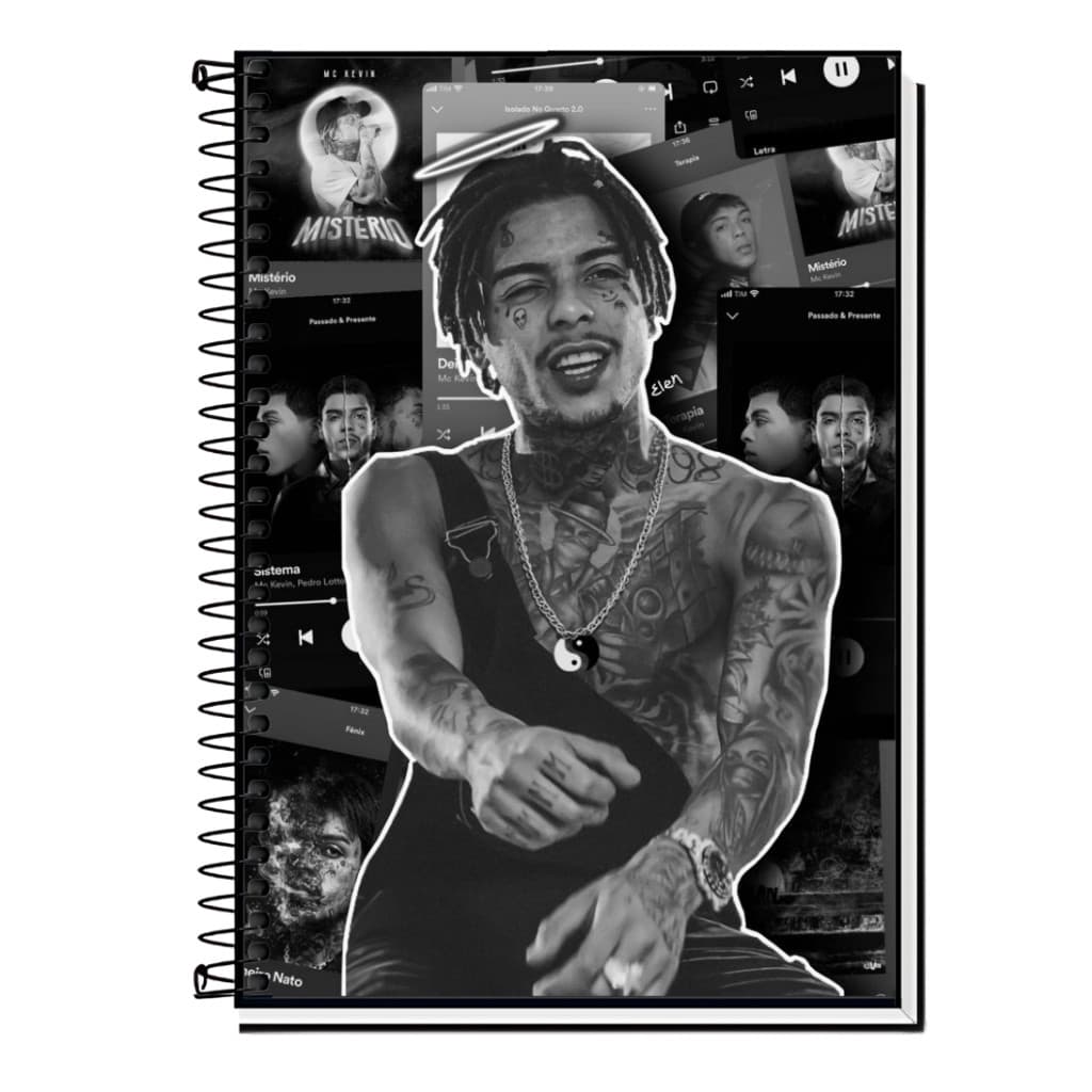 Caderno Capa Adesiva Personalizado MC Kevin Ouro – Capa Dura Premium | Escolar e Faculdade | 1 a 20 Matérias