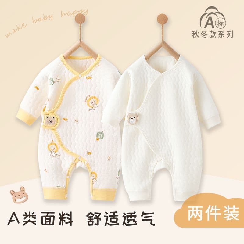 Macacão recém-nascido outono inverno estilo quente classe um desossado 0-6 meses bebê manga comprida Velcro roupas recém