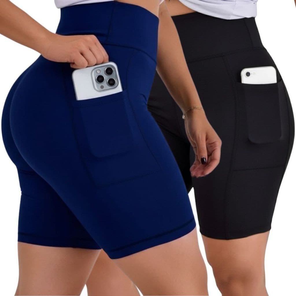 kit 2 Bermuda  Bolso lateral Cintura Alta envio imediato chega em 24h