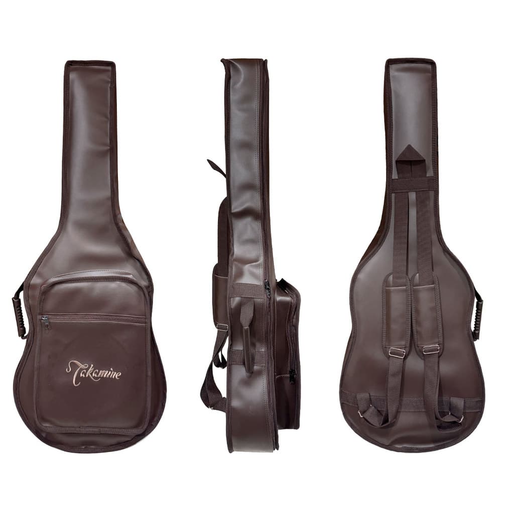 BAG CAPA P/ VIOLÃO FOLK CARGO COURO SINTÉTICO "TAKAMINE" MARROM