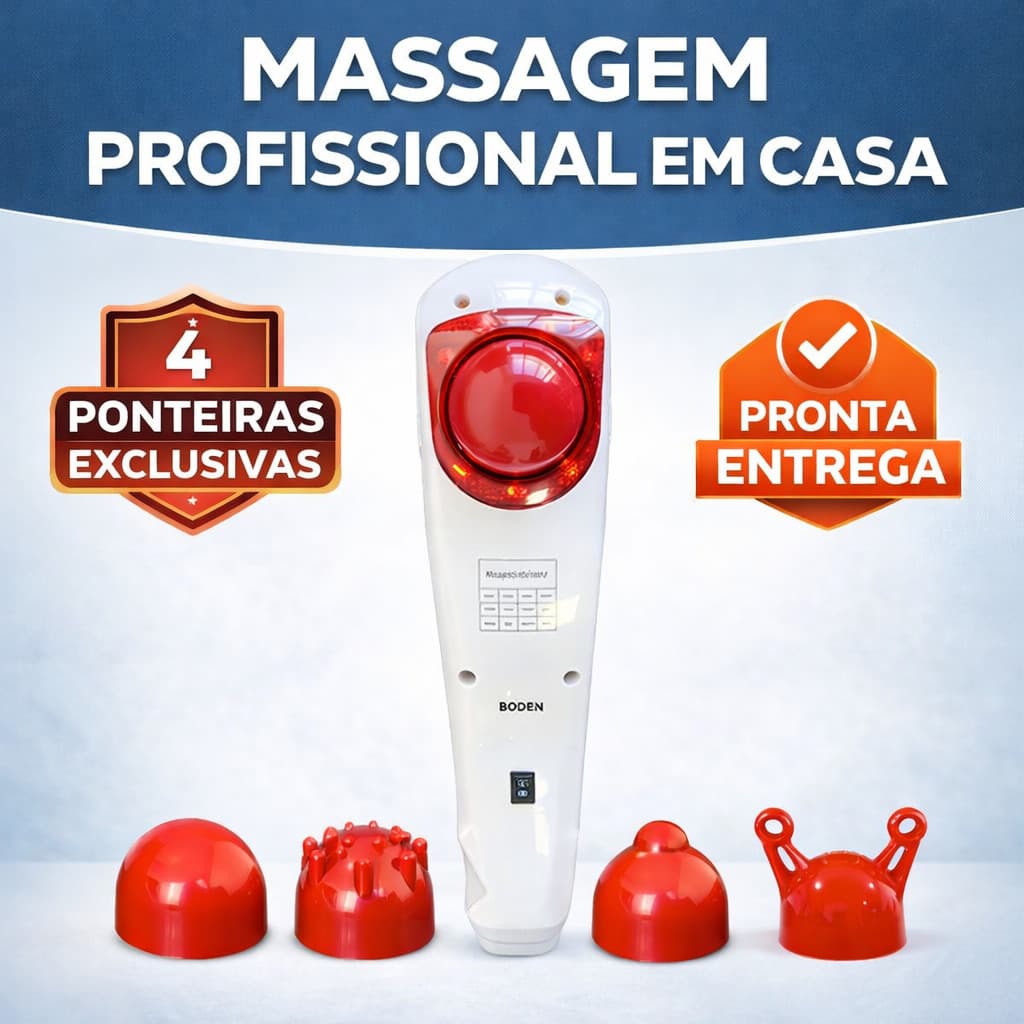 Massageador Corporal Elétrico Infravermelho com 4 Ponteiras de Massagem