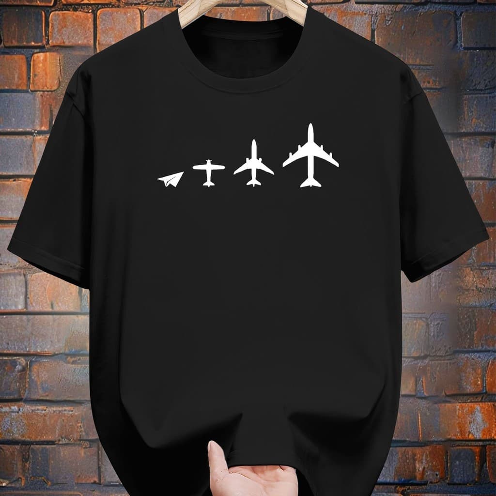 Camiseta Estampada Masculina Aviões Evoluindo 10)% Algodão