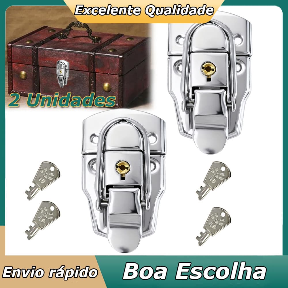 2pçs de trava de metal com fecho de pino para fixação segura de caixas caixas de ferramentas e caixas de joias durável