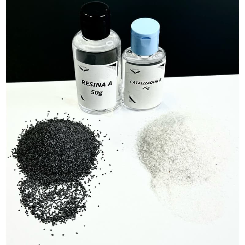 Kit para tratar 10 a 12 Raquetes Beach Tennis, Abrasivo + Resina 50g cada