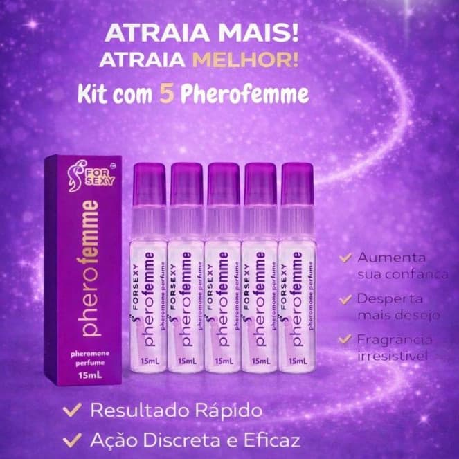 Perfume PheroFemme Feminino – Irresistível e Marcante Kit com 5 Unidades Sedutor