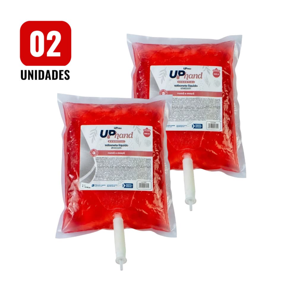 Sabonetes Líquido Glicerinados Kit 2 800ml Romã e Maçã com Válvula para Dispenser UPPRO 2x  refil