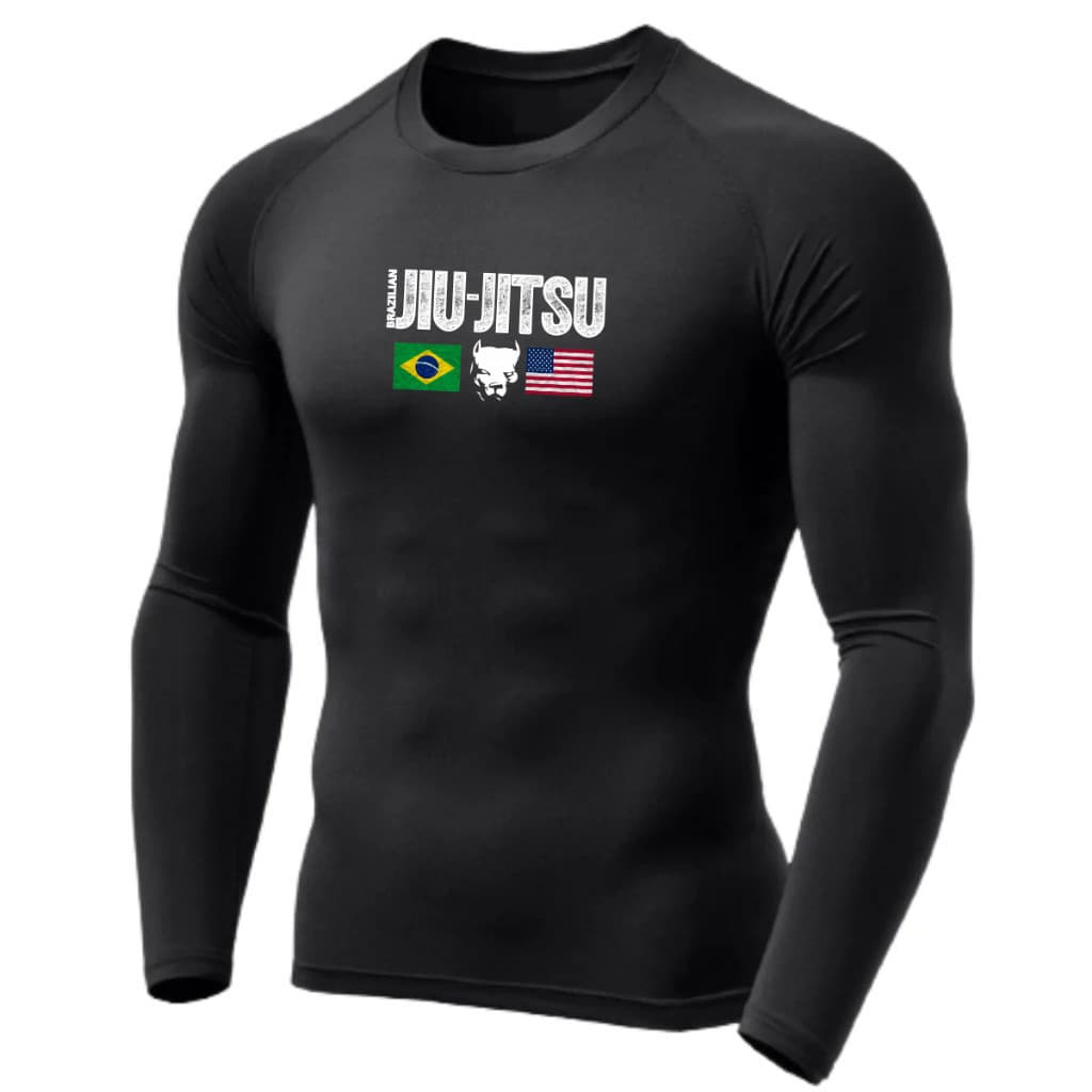 Rash Guard Jiu Jitsu UV 50+ Camisa de Compressão MMA Muay Thai Treino