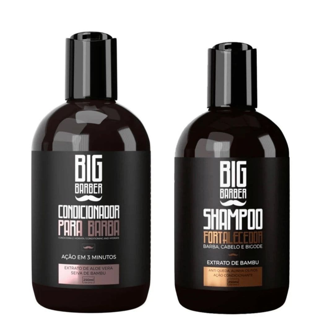 Kit Shampoo Fortalecedor 250ml + Condicionador Barba Big Barber 250ml  Masculino