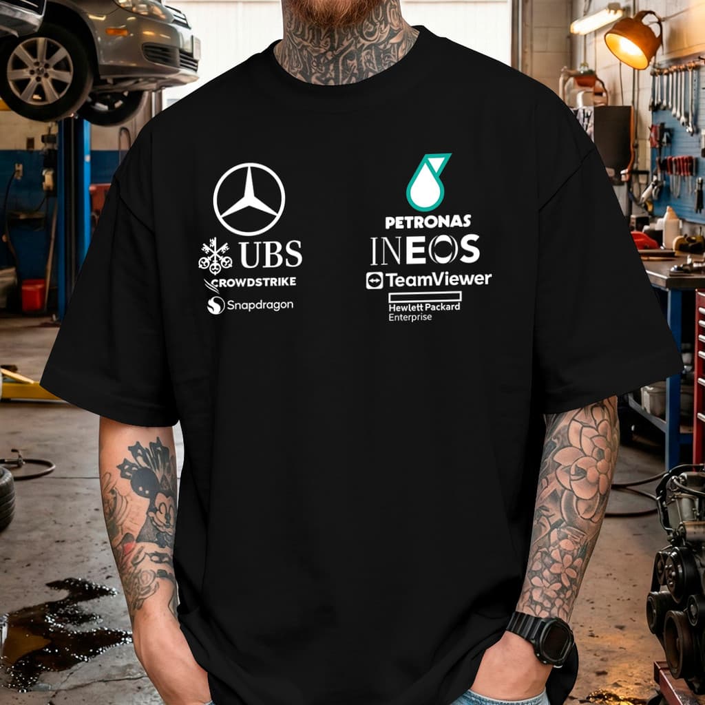 Camiseta Corrida F1 Mercedes Petronas Camisa 100% Algodão Estampa DTF Alta Definição Modelagem Tradicional Unissex