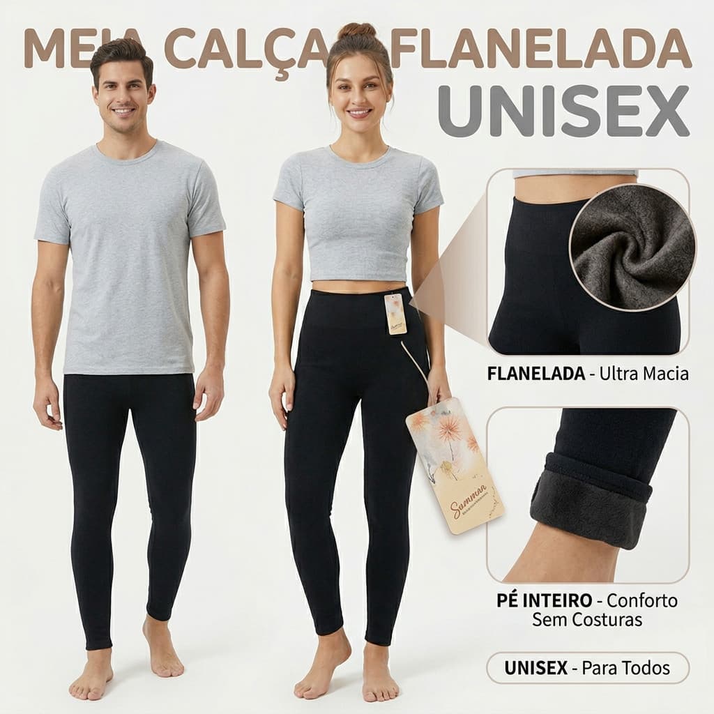Meia Calça Unissex Flanelada Masculina Feminina Confortavel Peluciada