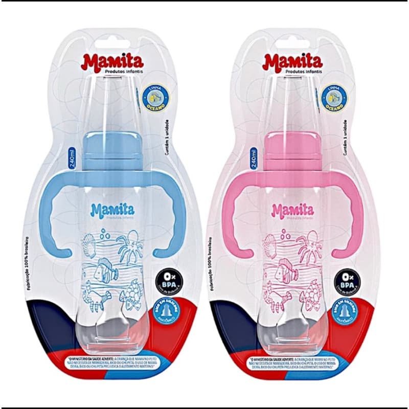 Mamadeira com Alça Bico de Silicone Bebê 240ml Mamita Conforto, Segurança, Praticidade para seu Bebê