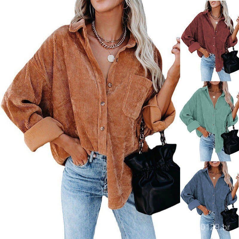 2025 outono e inverno feminino plus size solto casual veludo camisa feminina