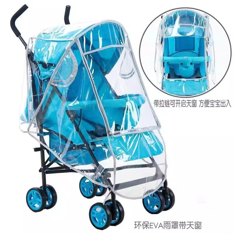 Capa de chuva para carrinho de bebê, à prova de vento, Universal, guarda-chuva, capa de chuva, transparente, protetor so