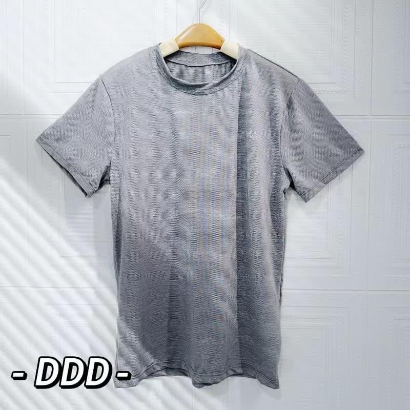 Doudouding Original único roupas de secagem rápida masculino verão manga curta gelo seda respirável malha topo correndo