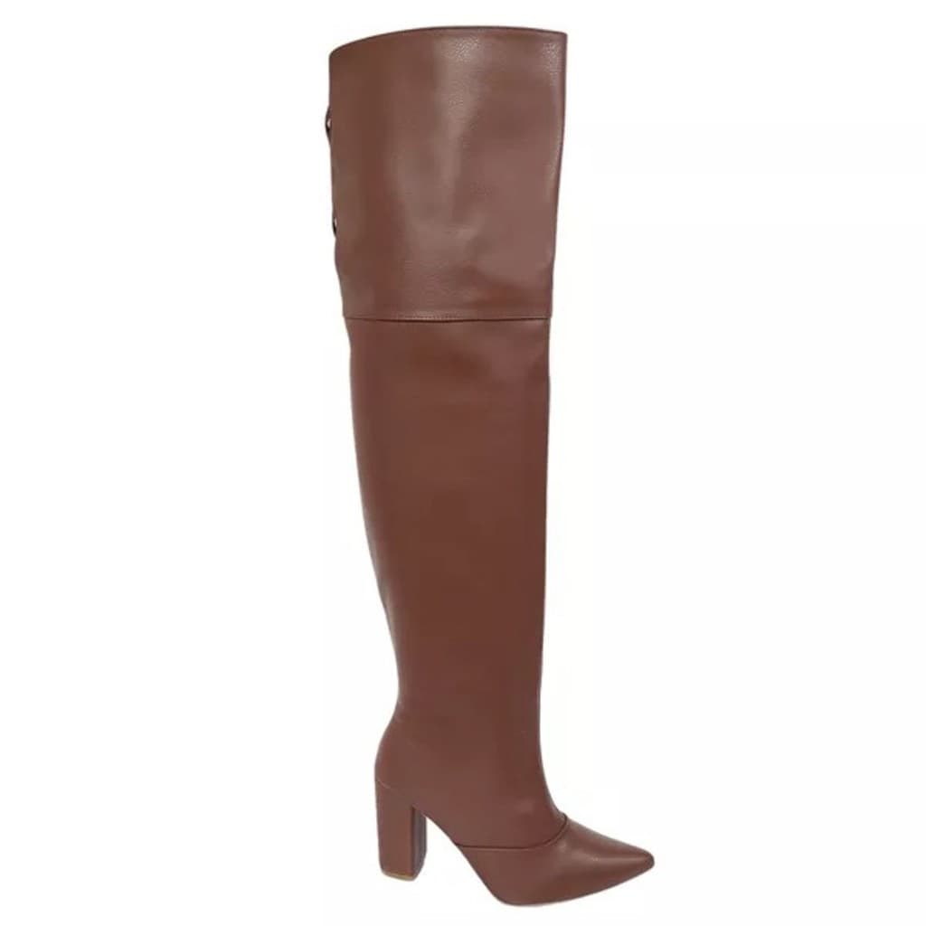 1822FPE-Bota Feminina Over 2 em 1 Salto Alto Grosso Floater