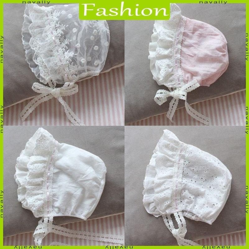 Nava Plissado Bebê Princesa Chapéu Verão Recém-Nascido Menina Gorro Cor Sólida Respirável Infantil G7VS