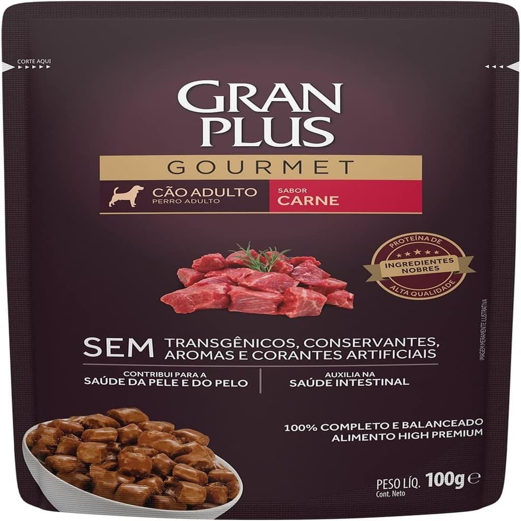 Sache Úmido Cão Gran Plus Kit 10 Sabores Variados 100g High Premium Sem Corantes